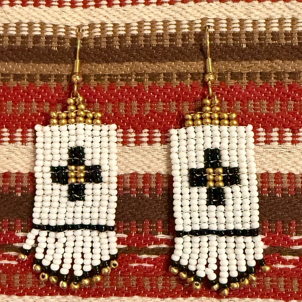 NEW Native American Style Tribal Southwestern Boho Rice Bead Fringe Earrings